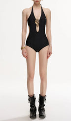 Lassie Black Three-Piece Swimsuit Flowering Girl