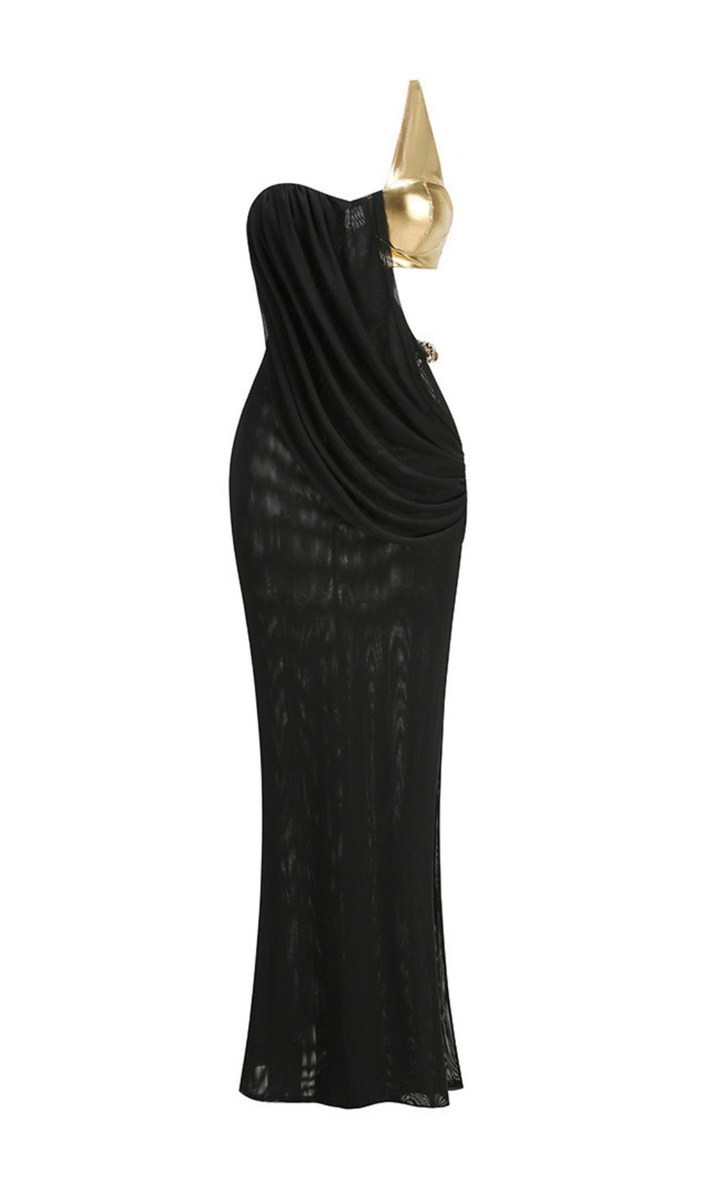 Jailene Black One-Shoulder Chain Maxi Dress Flowering Girl