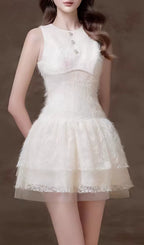 Elfreda White Lace Mini Dress Flowering Girl