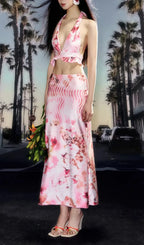 Decima Printed Three-Piece Swimsuit Flowering Girl