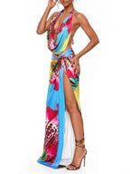 Maysel Cowl Neck Floral Split Skirt Set Flowering Girl