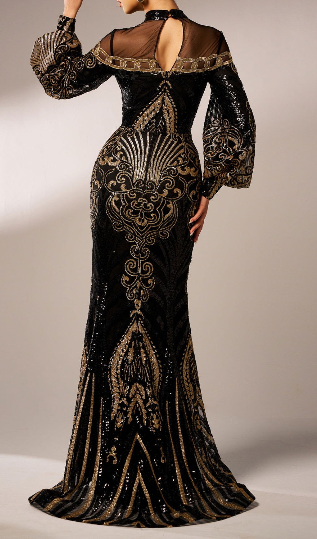Caro Black Long Sleeve Sequin Maxi Dress Flowering Girl