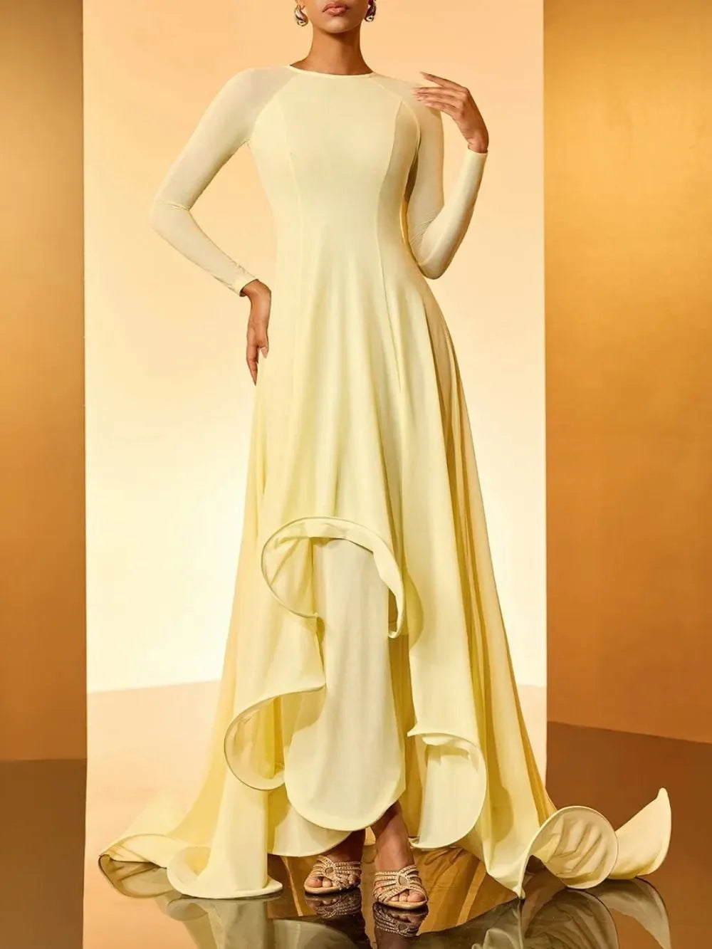 Gwyllyn Long Sleeve Ruffle Maxi Dress Flowering Girl