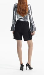 SILVER SEQUIN FLARED SLEEVE TOP Flowering Girl