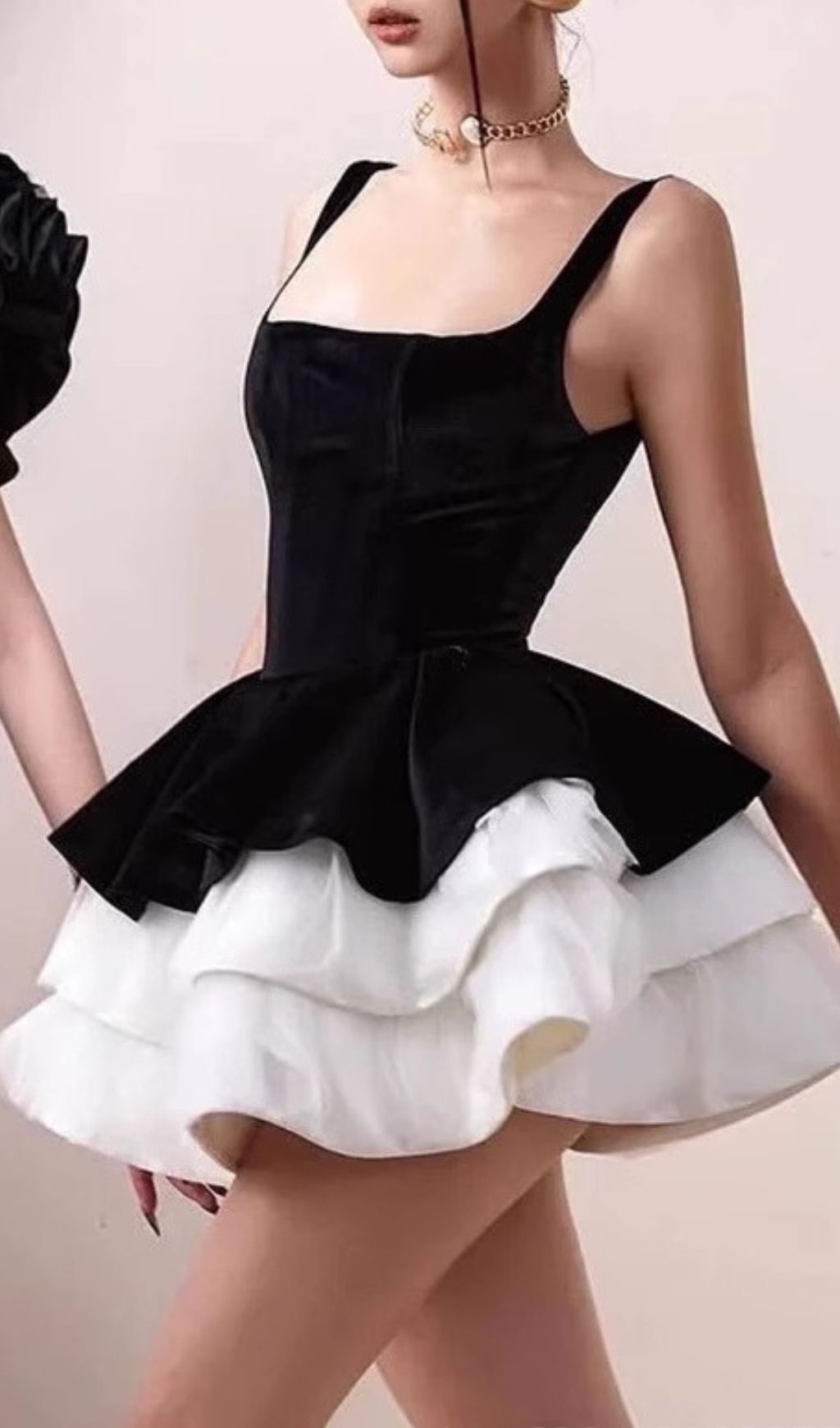 Floyce Black White Patchwork Mini Dress Flowering Girl