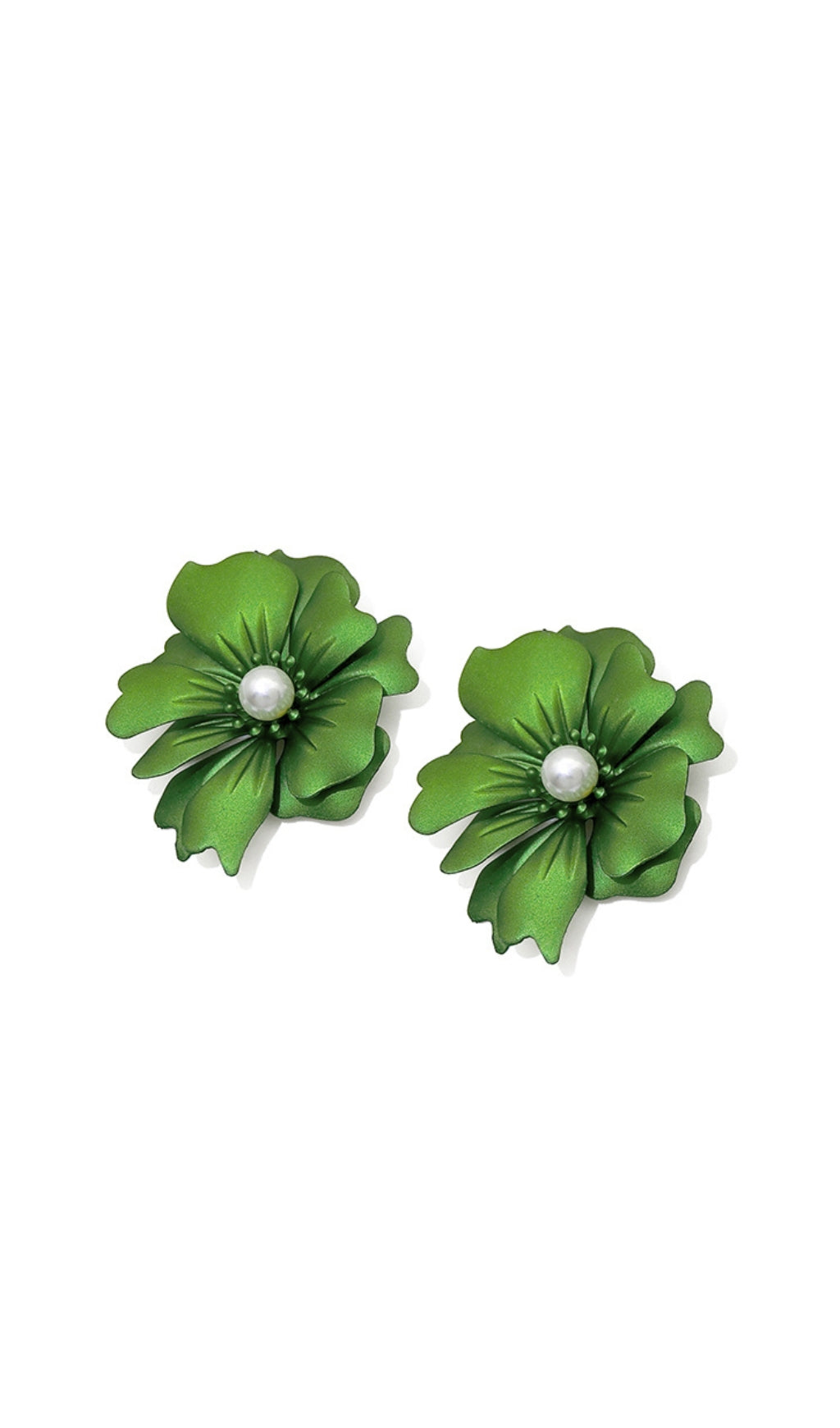 Atalanta Green Petal Alloy Earrings Flowering Girl