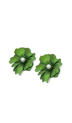 Atalanta Green Petal Alloy Earrings Flowering Girl