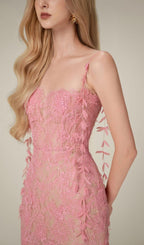 Argo Pink Bead Lace Pencil Dress Flowering Girl
