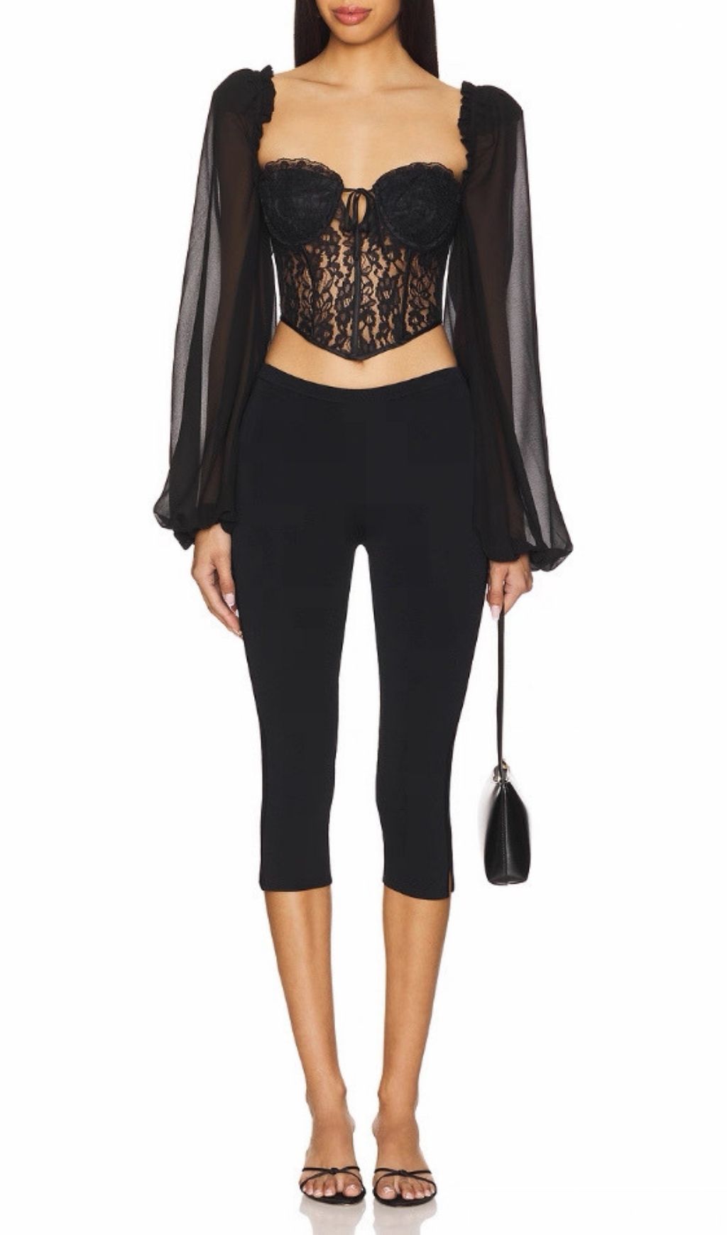 Kata Black Lace Long Sleeve Top Flowering Girl