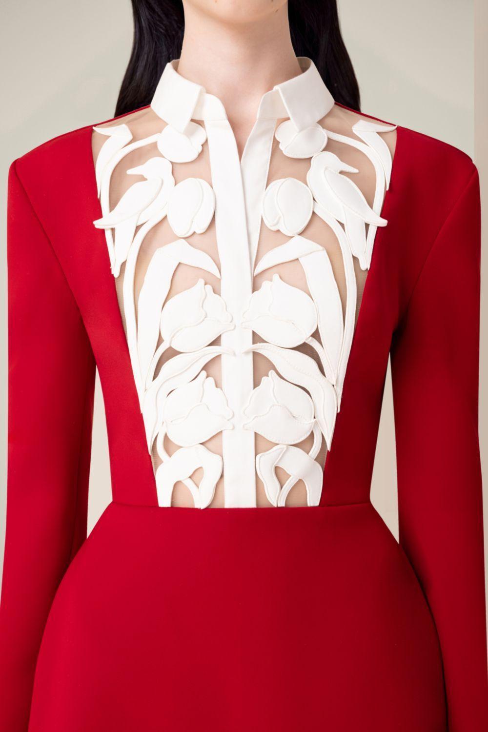 Hollow a-Line Mini Dress In Red Flowering Girl