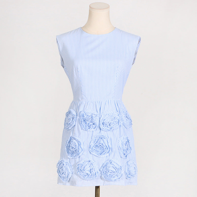 Xaviera Rose Applique Mini Dress In Blue Flowering Girl