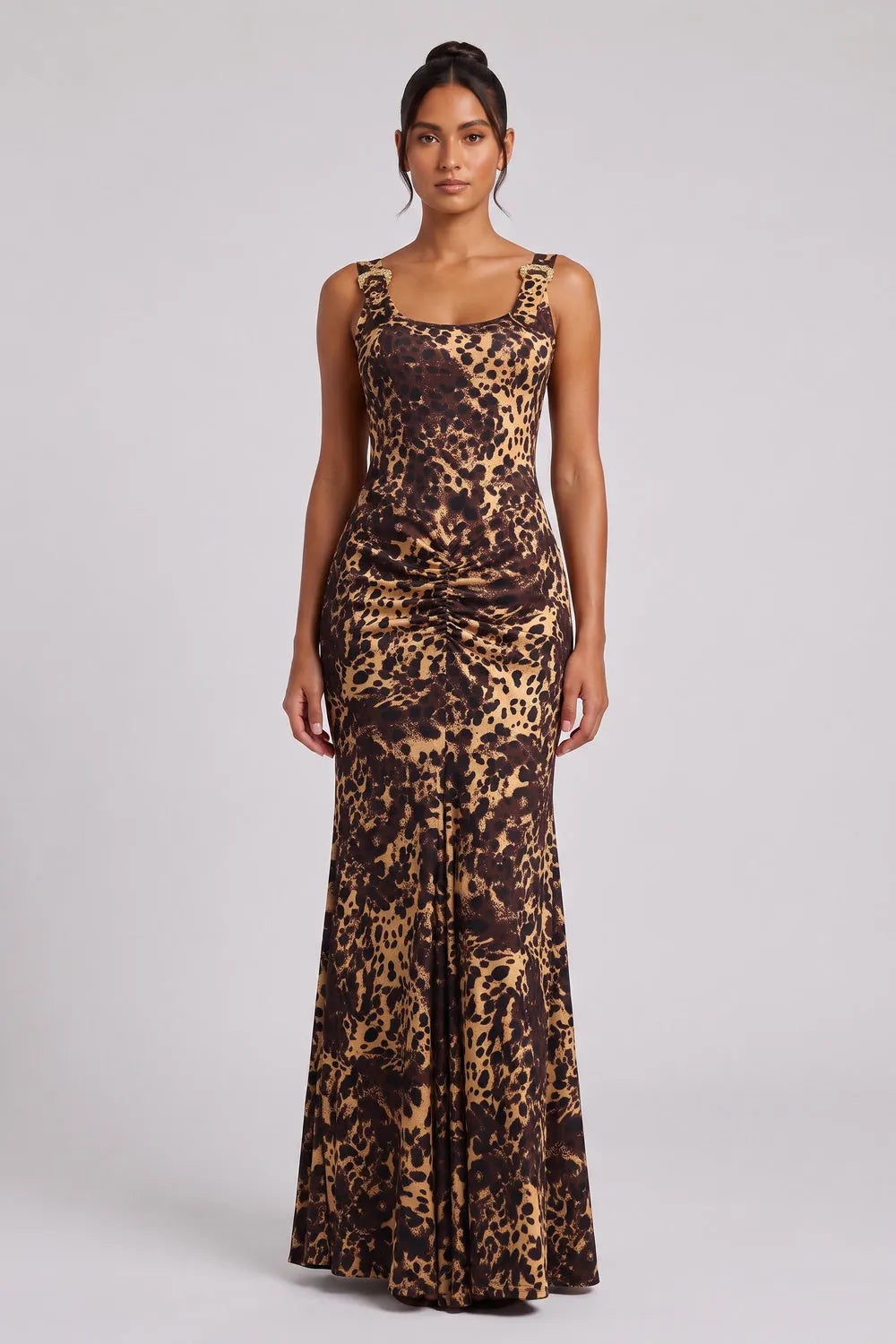 Leopard Print Floor-Length Maxi Dress Flowering Girl