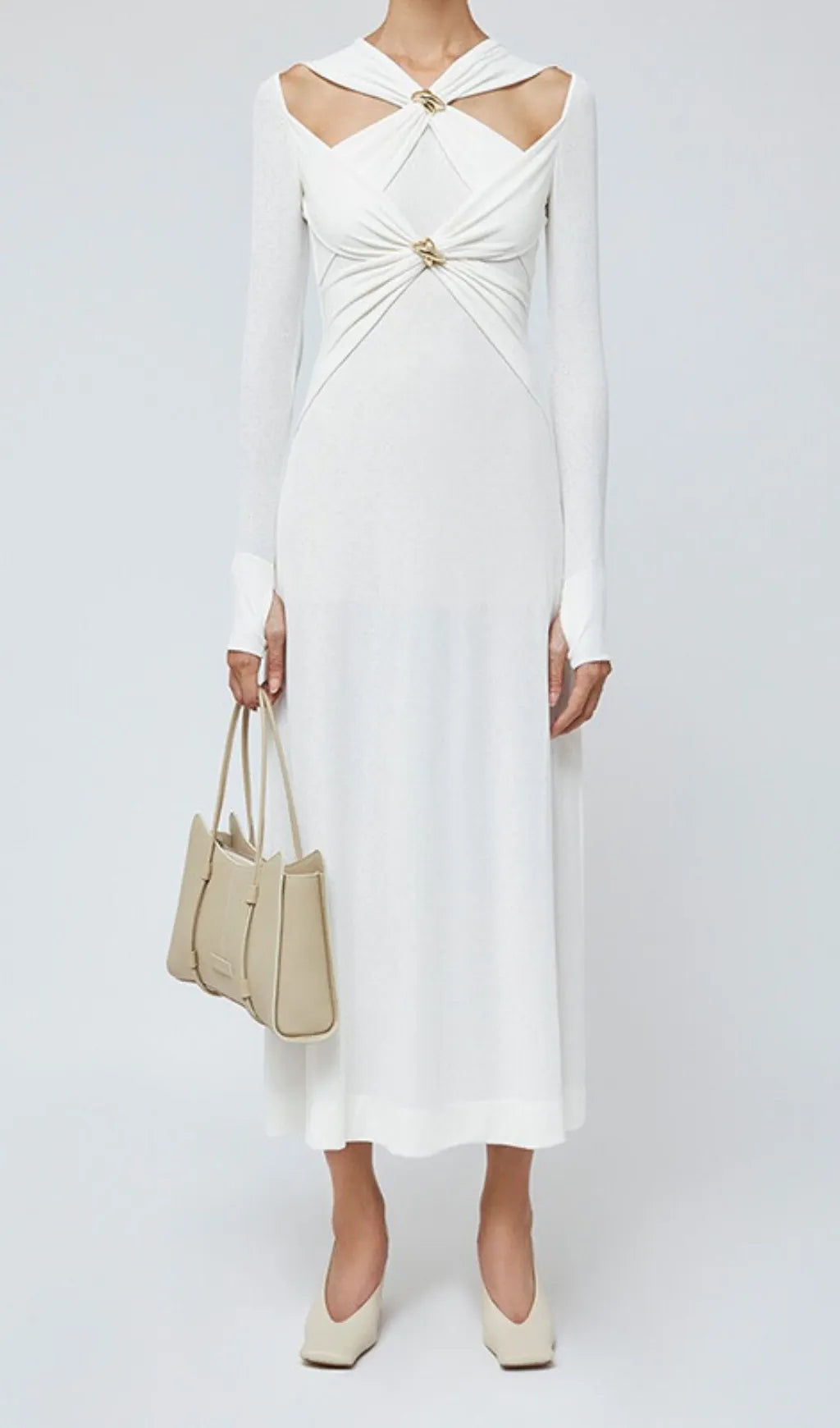 Braydon Cutout Knit Long Sleeve Midi Dress Flowering Girl