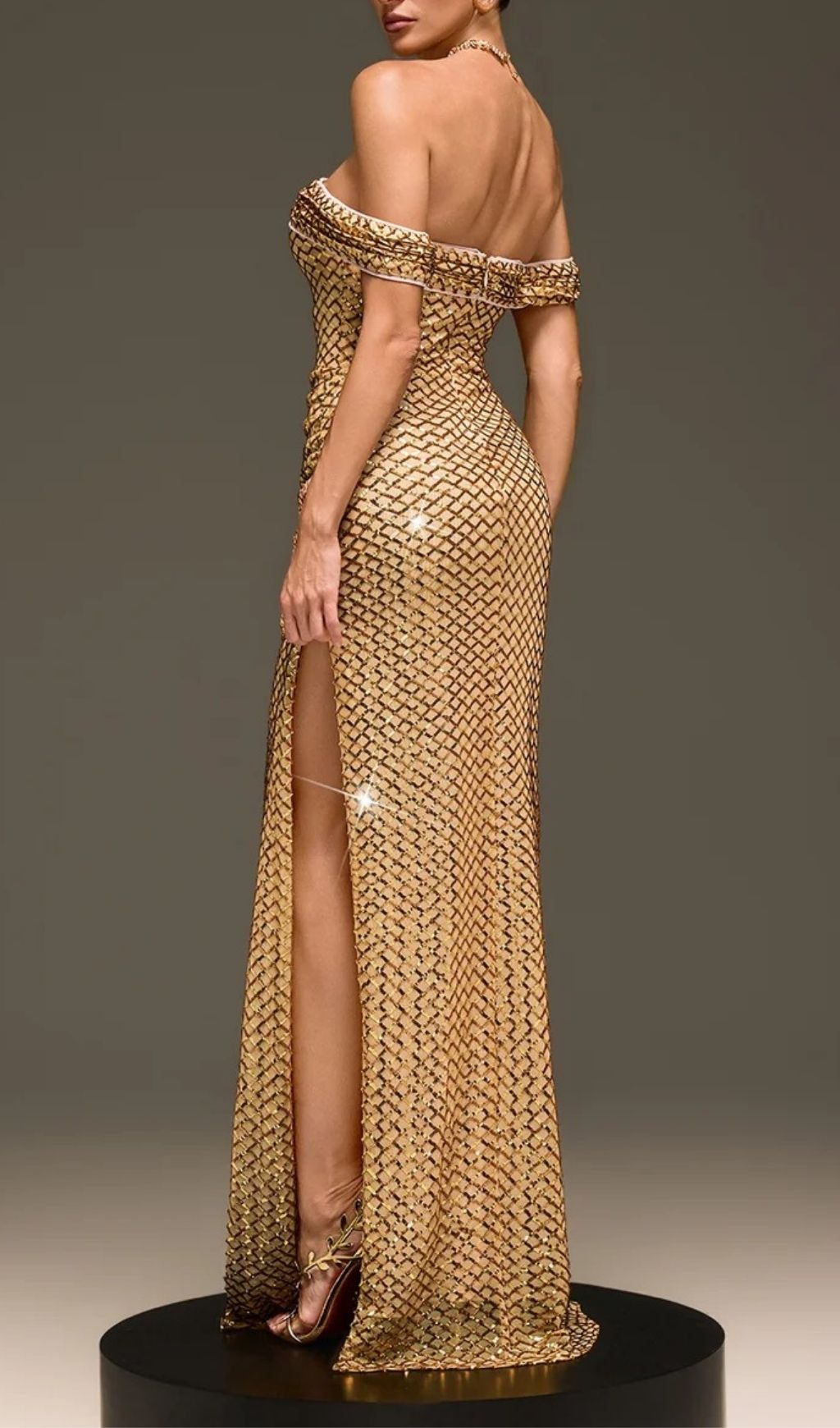 Glein Off Shoulder Sequin Split Maxi Dress Flowering Girl