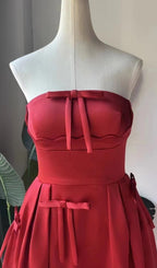 Berkant Red Strapless Bow Midi Dress Flowering Girl