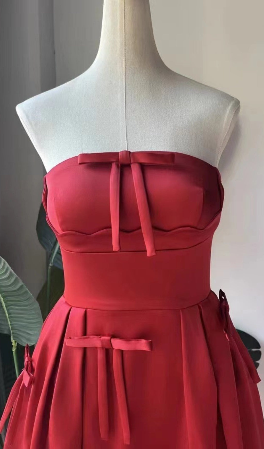 Berkant Red Strapless Bow Midi Dress Flowering Girl