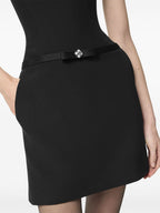 Embellished Strapless Cady Mini Dress In Black Flowering Girl
