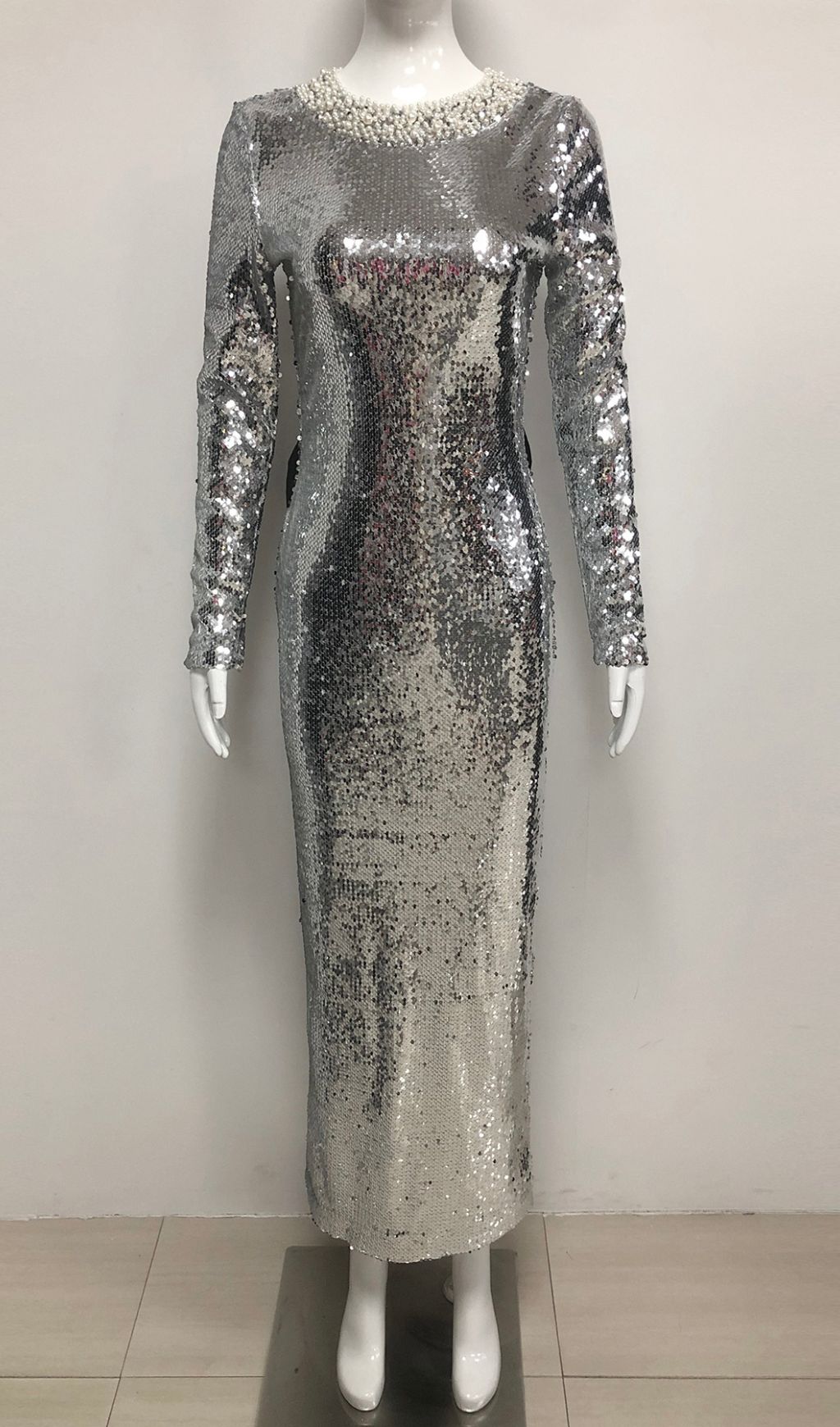 Jenesis Silver Sequin Bow Backless Maxi Dress Flowering Girl