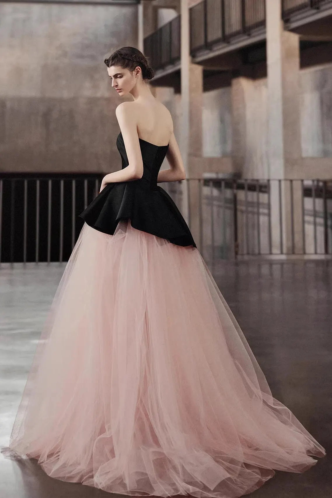 Strapless Satin Big Bow Contrast Pink Tulle Ball Gown Flowering Girl