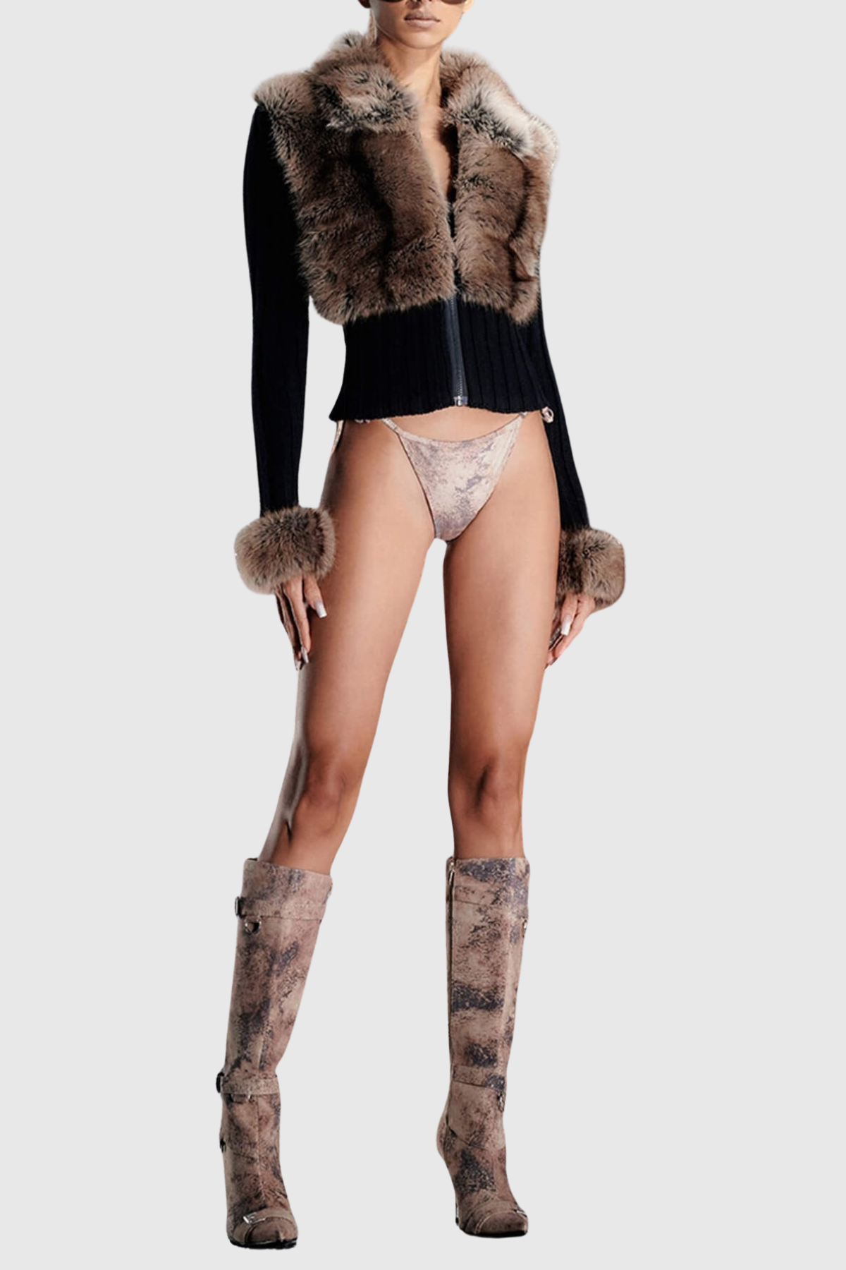 Geraldine Faux Fur Knit Coat Flowering Girl