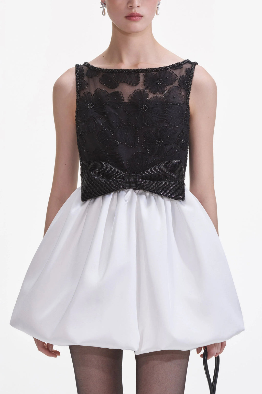 Black And White Tulle Mini Dress Flowering Girl