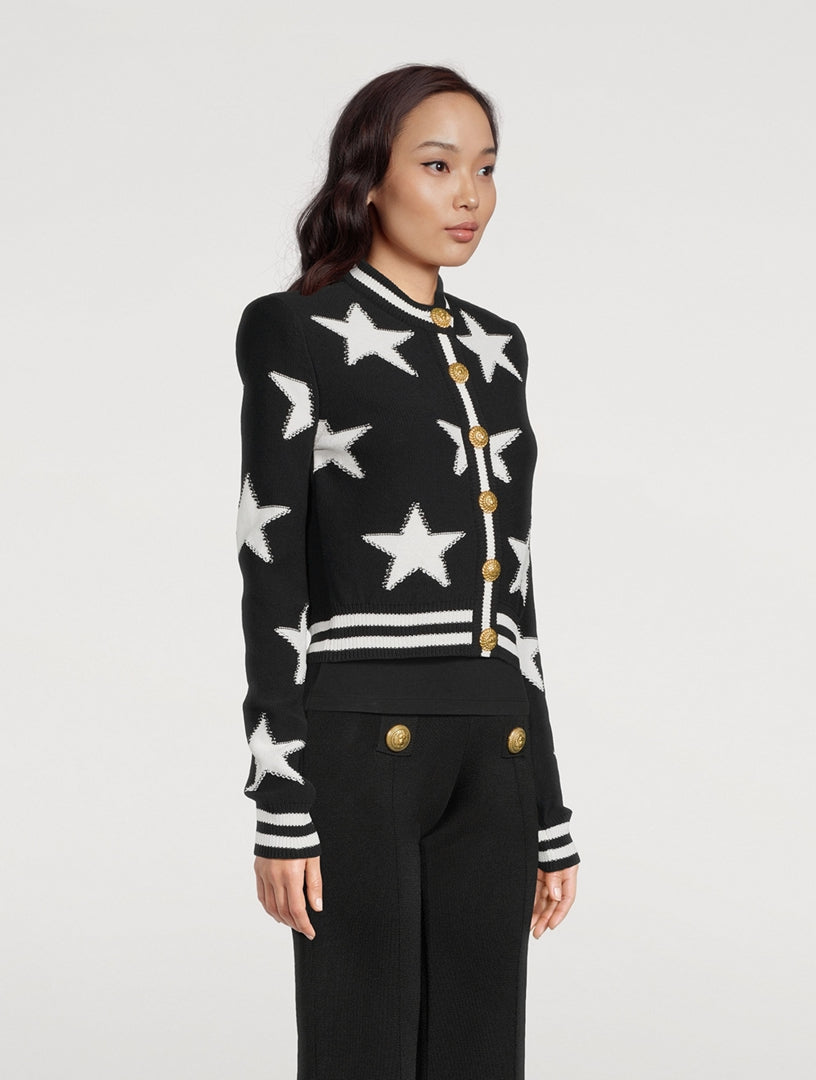 Star Jacquard black Cardigan Flowering Girl