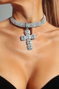 Sally Diamante Cross Chocker Flowering Girl