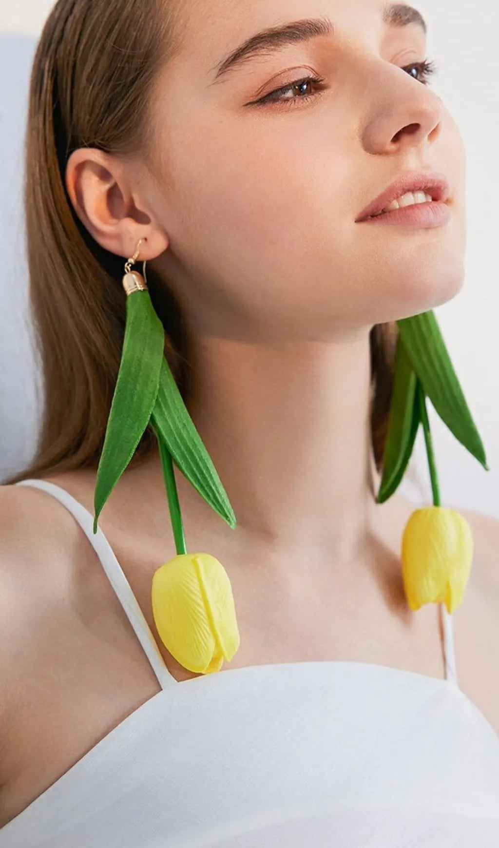 Adela Yellow Flower Alloy Plastic Earrings Flowering Girl