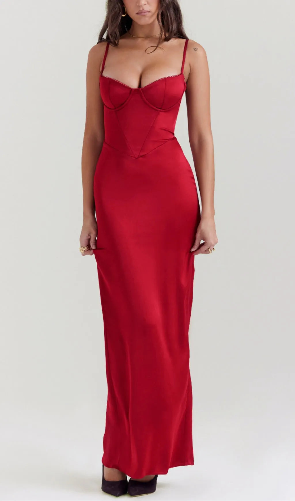Corset Maxi Dress In Red