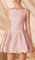 Lalita Pink Sleeveless Jacquard Mini Dress Flowering Girl