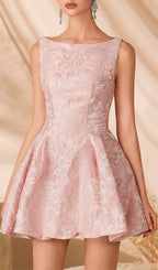 Lalita Pink Sleeveless Jacquard Mini Dress Flowering Girl