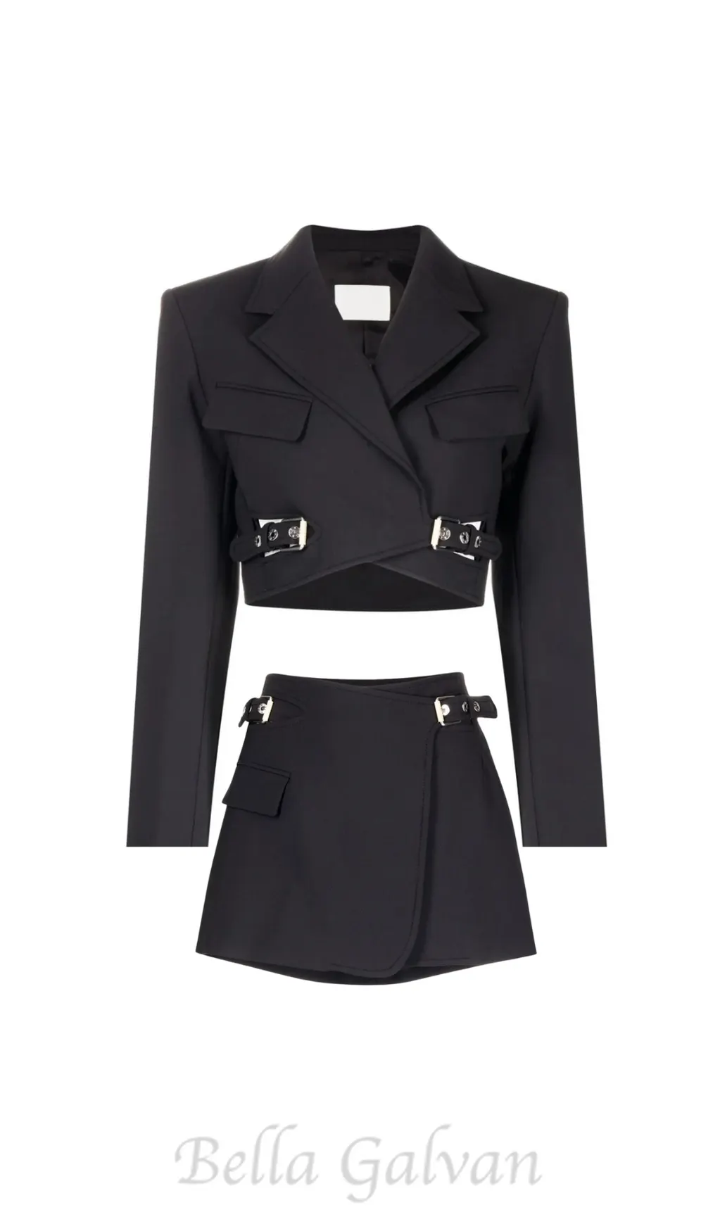 Jayla Cropped Cutout Blazer in Black Flowering Girl