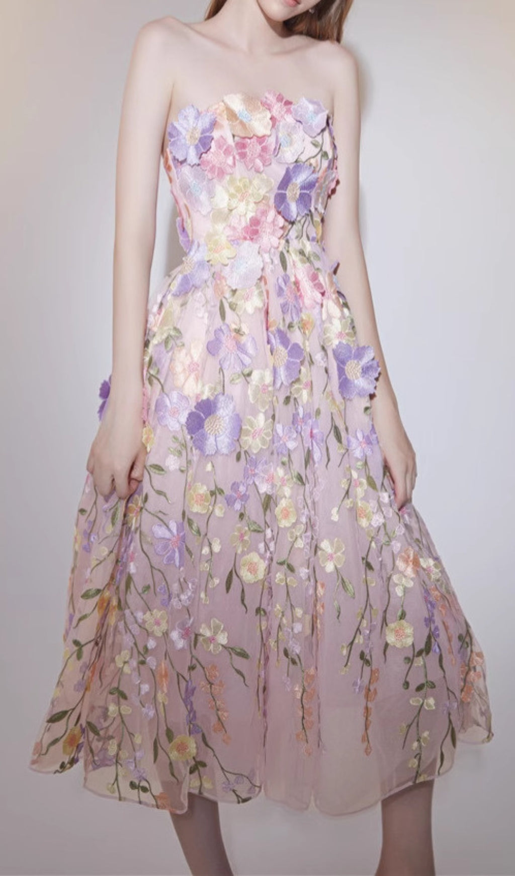 Danyale Strapless Flower Maxi Dress Flowering Girl