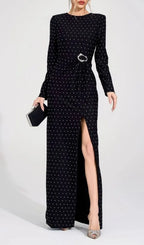 Roxanne Black Diamond High Slit Maxi Dress Flowering Girl