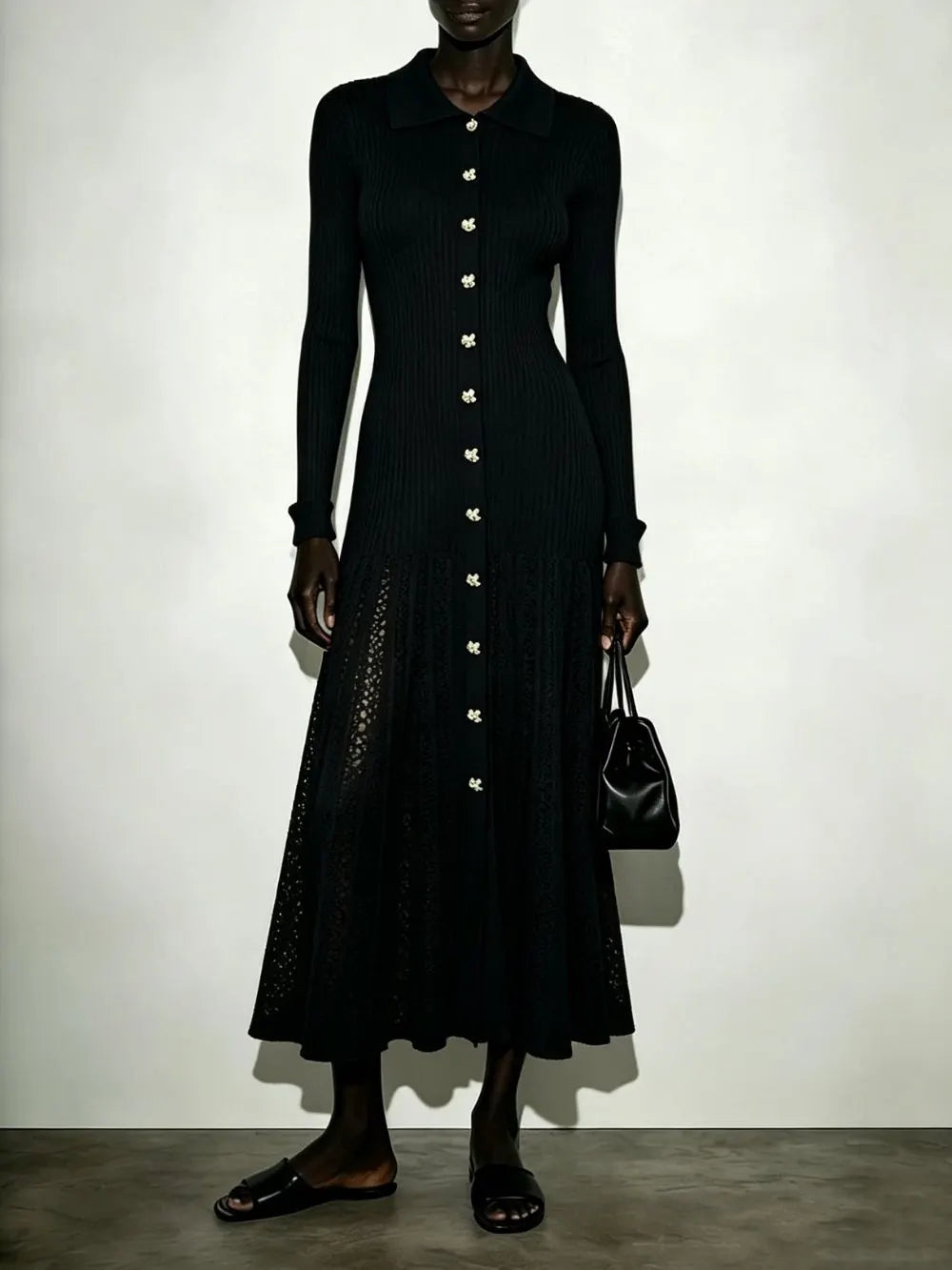 Marily Long Sleeve Knit Midi Dress Flowering Girl