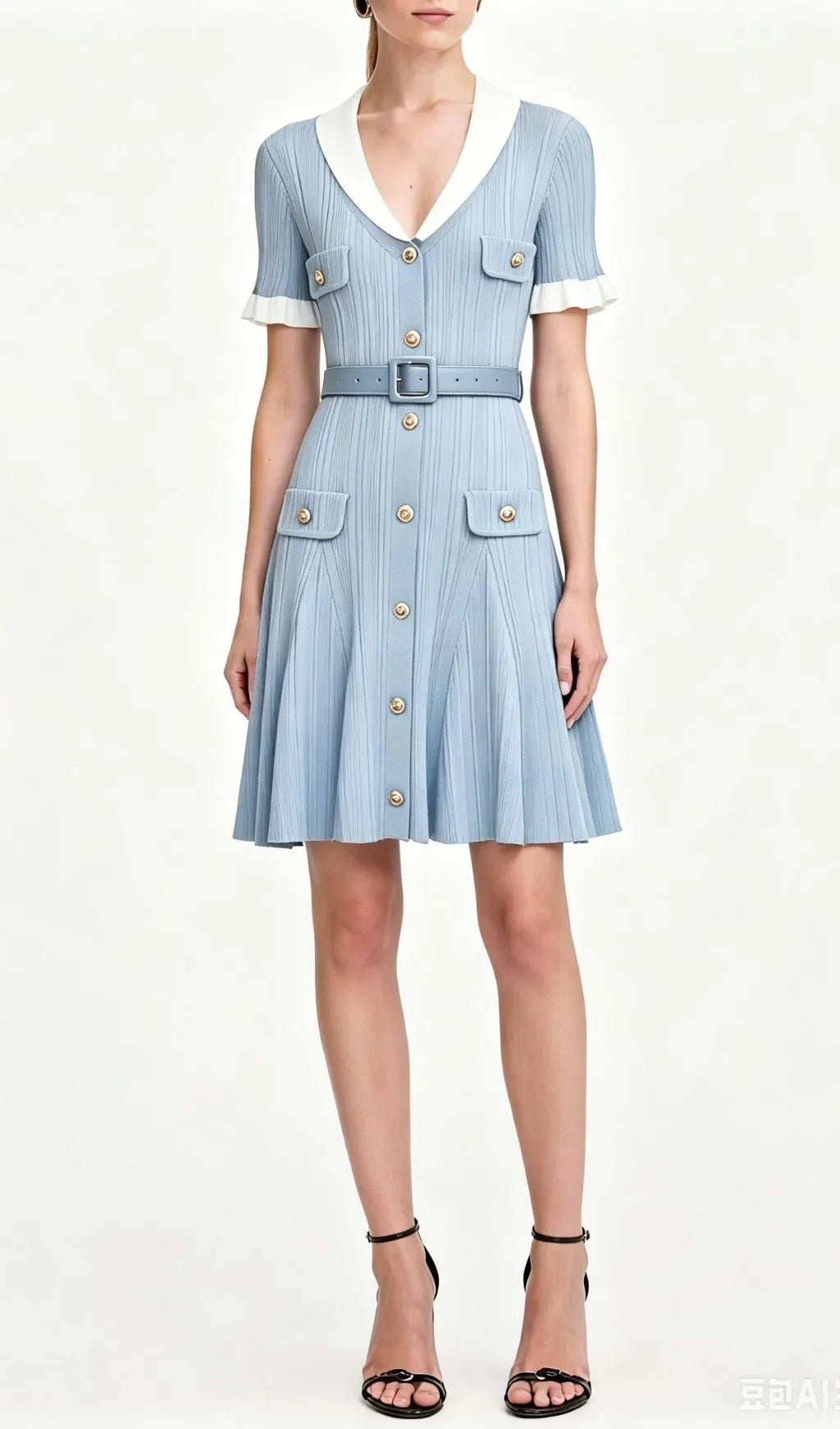 Madeline Blue Short Sleeve Knit Mini Dress Flowering Girl