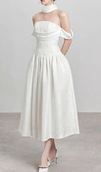Jela White Corset Midi Dress Flowering Girl