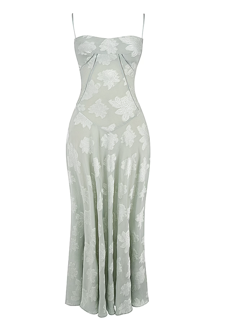 Floral Lace Back Maxi Dress -White Flowering Girl