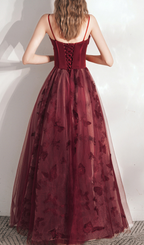 Harriet Red Butterfly Corset Mesh Maxi Dress Flowering Girl
