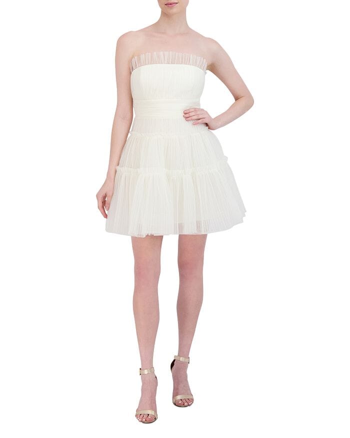 STRAPLESS TIERED TULLE MINI DRESS Flowering Girl