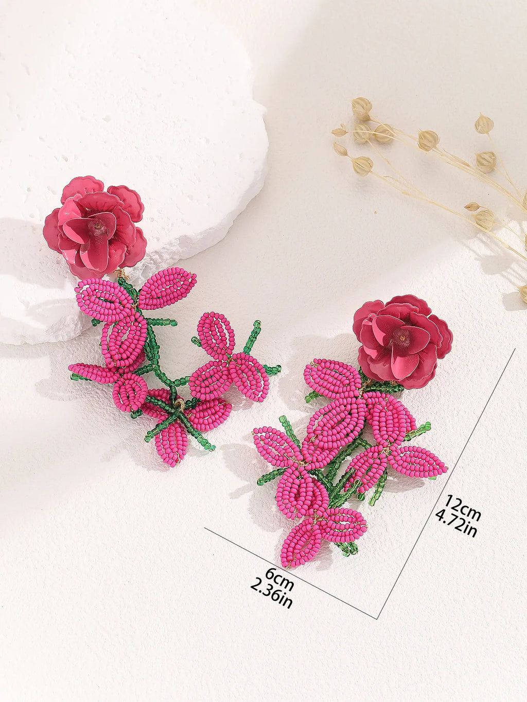 Cybele Rose Red Flower Earrings Flowering Girl
