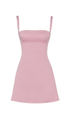 Pink Satin Sleeveless Quartz Mini Dress Flowering Girl