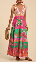 Laken Printed V-Neck Maxi Dress Flowering Girl
