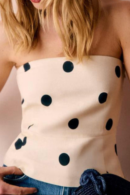 Polka Dot Strapless Tube Crop Top Flowering Girl