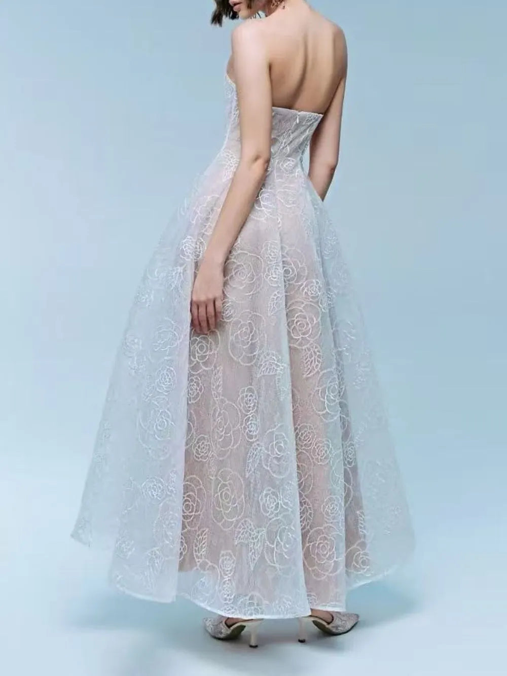 Milia Strapless Lace Midi Dress Flowering Girl