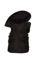 Strapless Ruffled Taffeta Mini Dress in Black Flowering Girl