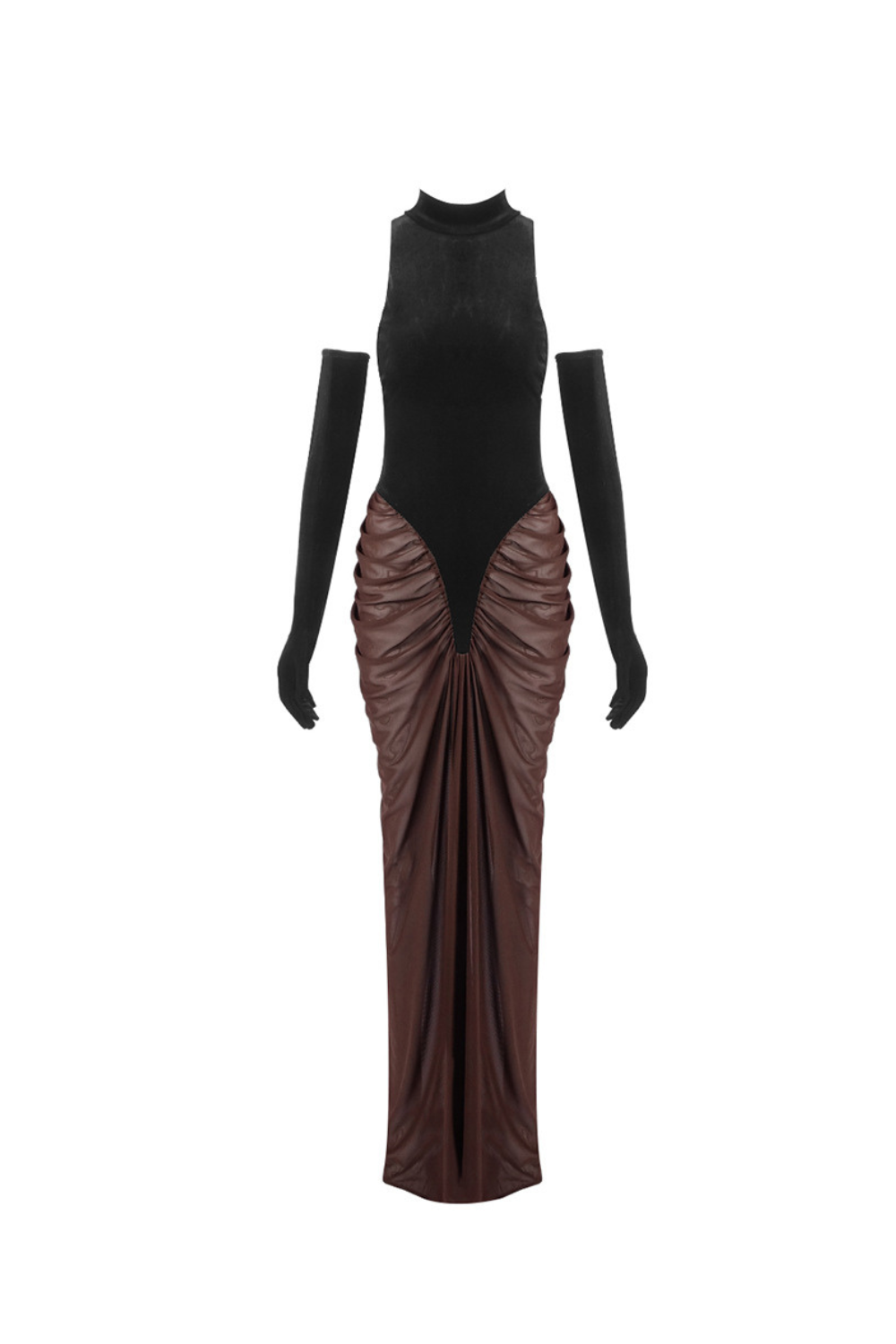 Velvet Mesh Patchwork Maxi Dress In Black Flowering Girl