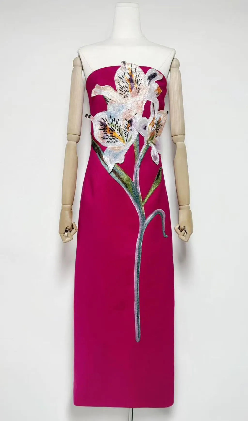 Jeneve Strapless Flower Midi Dress Flowering Girl