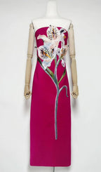 Jeneve Strapless Flower Midi Dress Flowering Girl