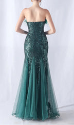 Choire Green Sequin Feather Maxi Dress Flowering Girl
